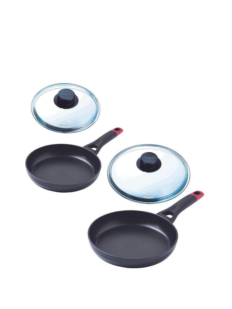 Pyrex Set of 2 Clear Optima+ Frying Pans With Lid - Image 1 of 4