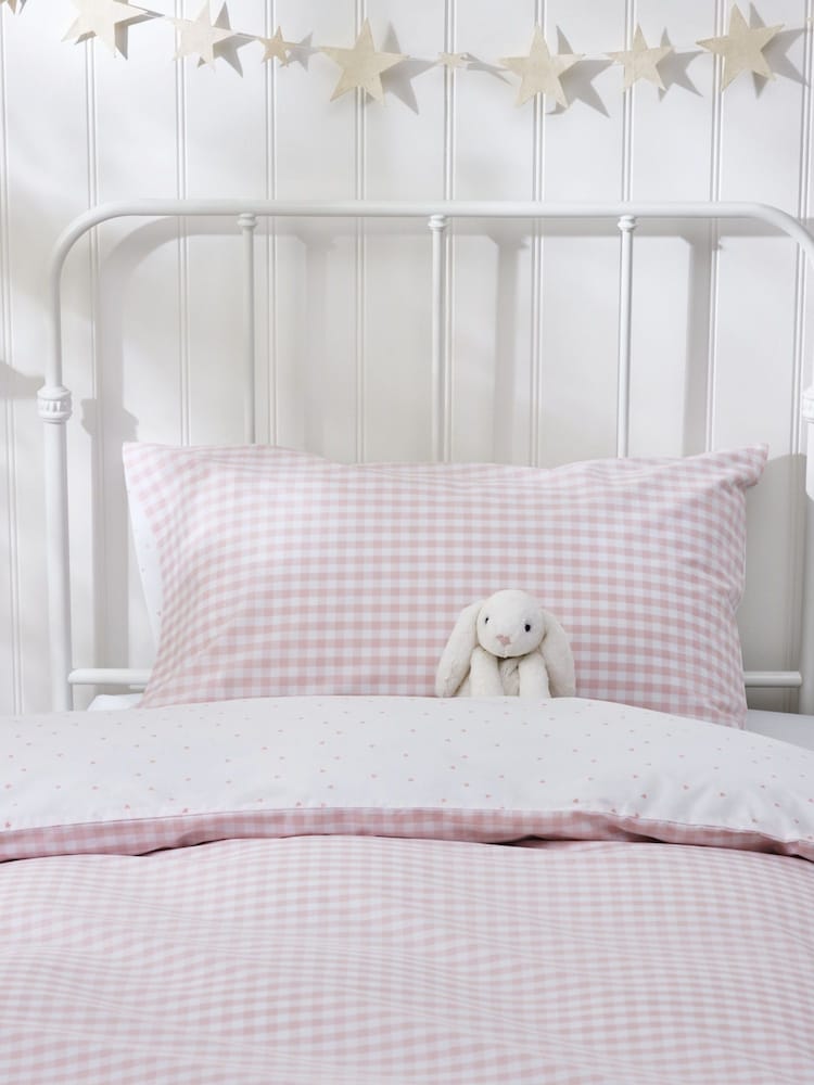 The White Company Pink Reversible Gingham Housewife Pillowcase - Image 1 of 2