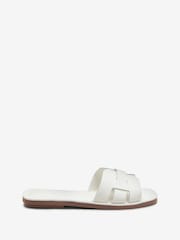 White Regular/Wide Fit Forever Comfort® Leather Mule Flat Sandals - Image 4 of 8