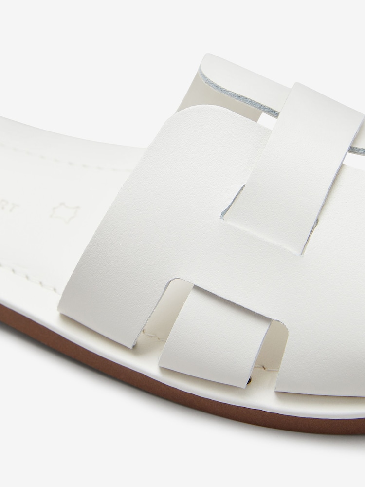 White Regular/Wide Fit Forever Comfort® Leather Mule Flat Sandals - Image 8 of 8