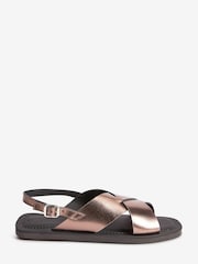 Pewter Grey Regular/Wide Fit Forever Comfort® Crossover Leather Sandals - Image 3 of 6