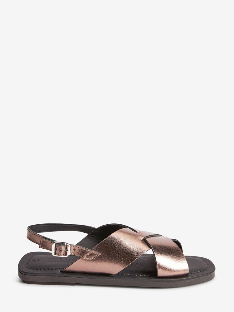 Pewter Grey Regular/Wide Fit Forever Comfort® Crossover Leather Sandals - Image 3 of 6