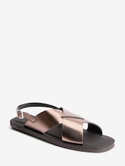 Pewter Grey Regular/Wide Fit Forever Comfort® Crossover Leather Sandals - Image 4 of 6