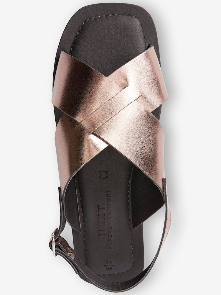 Pewter Grey Regular/Wide Fit Forever Comfort® Crossover Leather Sandals - Image 5 of 6