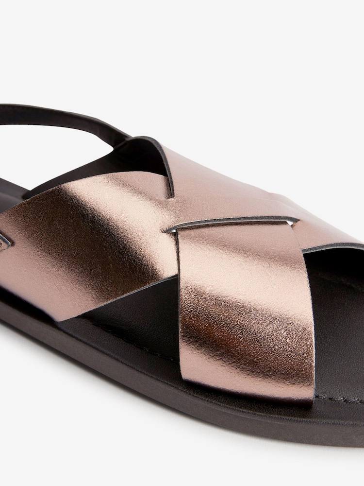 Pewter Grey Regular/Wide Fit Forever Comfort® Crossover Leather Sandals - Image 6 of 6