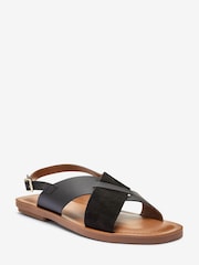 Черный - Кожаные сандалии с перекрещенными ремешками Forever Comfort® - Изображение 3 из 5