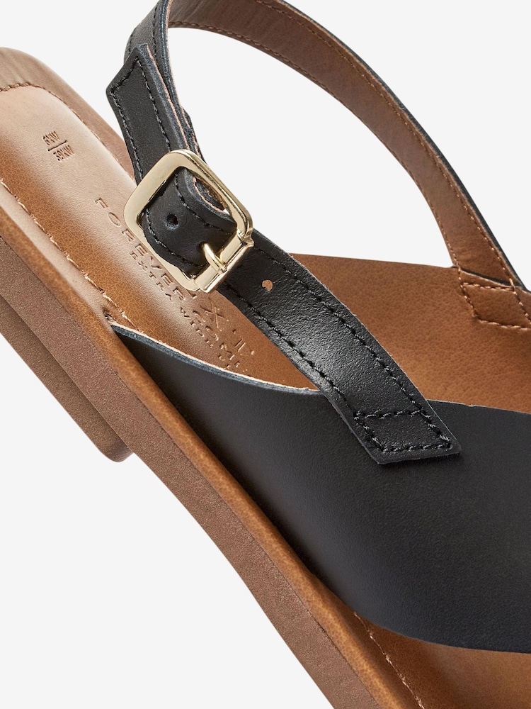 Черный - Кожаные сандалии с перекрещенными ремешками Forever Comfort® - Изображение 5 из 5
