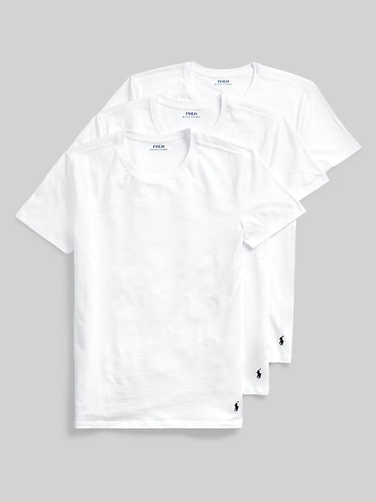 Polo Ralph Lauren White Slim 100% Cotton T-Shirts 3 Pack - Image 1 of 5