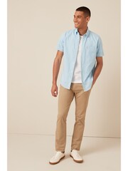 Bright Blue Gingham Regular Fit Short Sleeve Easy Iron Button Down Oxford Shirt - Image 2 of 7