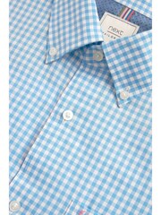 Bright Blue Gingham Regular Fit Short Sleeve Easy Iron Button Down Oxford Shirt - Image 6 of 7