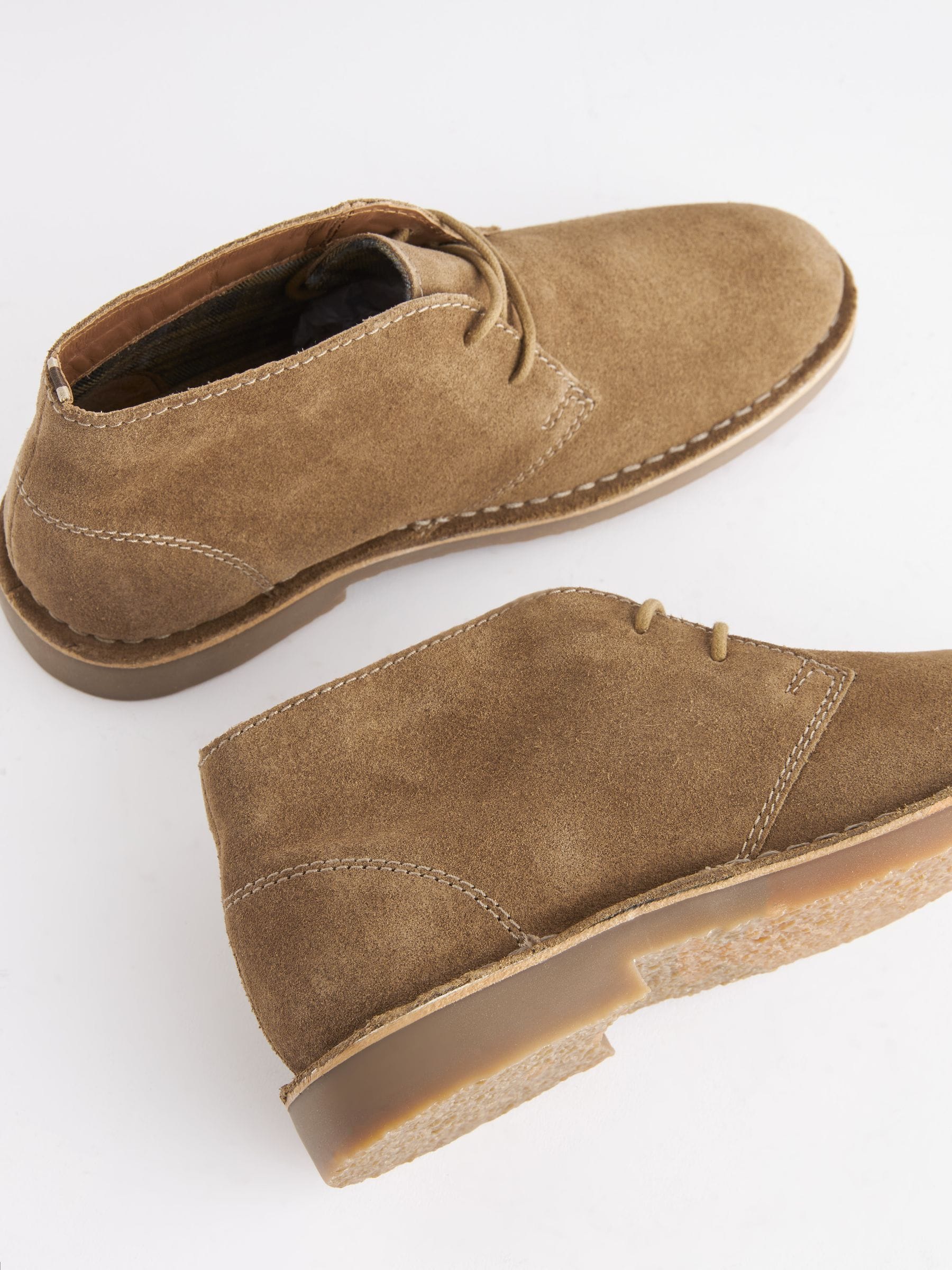 Asos design desert boots in stone suede with leather detail deals