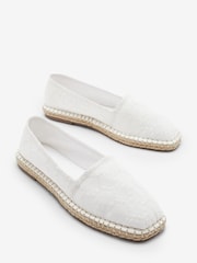 Bela z vezeninami - Espadrile s kvadratno prstno konico Forever Comfort - Slika 7 iz 7