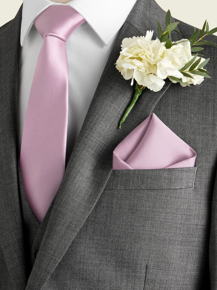 Blassrosa - Set aus Seidenkrawatte und Einstecktuch - Bild 1 von 5 Blassrosa - Set aus Seidenkrawatte und Einstecktuch - Bild 1 von 5
