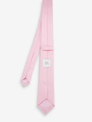 Pale Pink Slim Silk Tie And Pocket Square Set - Image 3 of 5