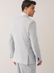 Light Grey Double Breasted Slim Fit Motion Flex Stretch Suit: Jacket - Image 4 of 12