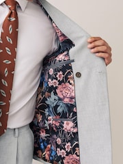 Light Grey Double Breasted Slim Fit Motion Flex Stretch Suit: Jacket - Image 8 of 12