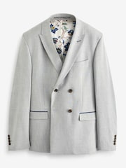 Light Grey Double Breasted Slim Fit Motion Flex Stretch Suit: Jacket - Image 9 of 12