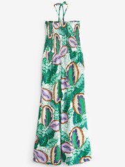 Purple Tropical Shirred Bandeau Jumpsuit - Image 3 of 3
