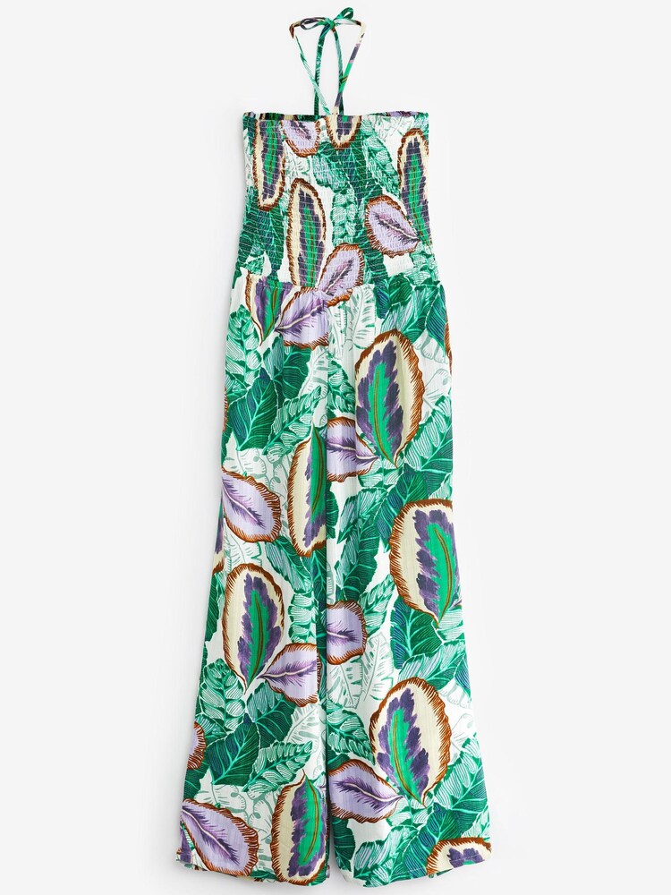Purple Tropical Shirred Bandeau Jumpsuit - Image 3 of 3