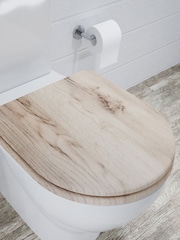 CROYDEX Grey Varese Grey Oak Effect D Shape Toilet Seat - Image 1 of 4