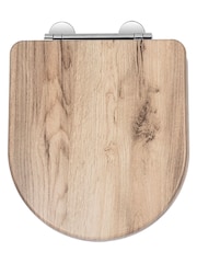 CROYDEX Grey Varese Grey Oak Effect D Shape Toilet Seat - Image 2 of 4