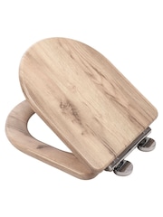 CROYDEX Grey Varese Grey Oak Effect D Shape Toilet Seat - Image 3 of 4