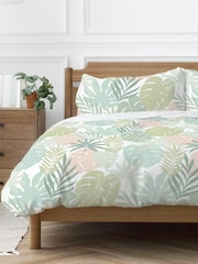 Copenhagen Home Green Tropical Duvet Cover and Pillowcase Set - Image 2 of 2