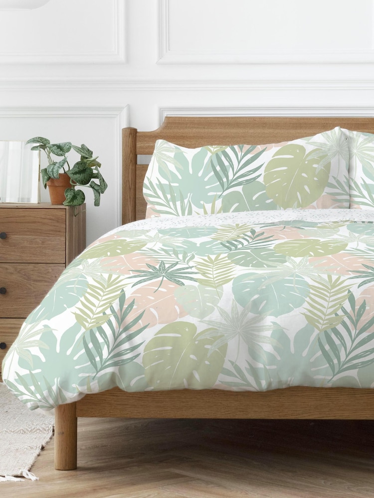 Copenhagen Home Green Tropical Duvet Cover and Pillowcase Set - Image 2 of 2