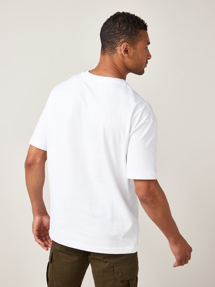 Blanc - Coupe ample - T-shirt épais - Image 3 of 5
