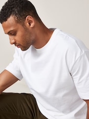 White Relaxed Fit Heavyweight 100% Cotton T-Shirt - Image 4 of 5