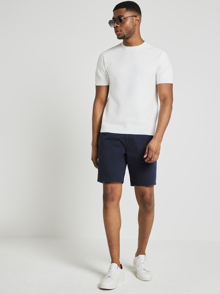 River Island Blue Laundered Chino Shorts - Image 1 of 3 River Island Blue Laundered Chino Shorts - Image 1 of 3