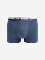 River Island Blue White Split 100% Cotton Trunks 4 Pack - Image 3 of 7