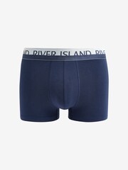 River Island Blue White Split 100% Cotton Trunks 4 Pack - Image 4 of 7