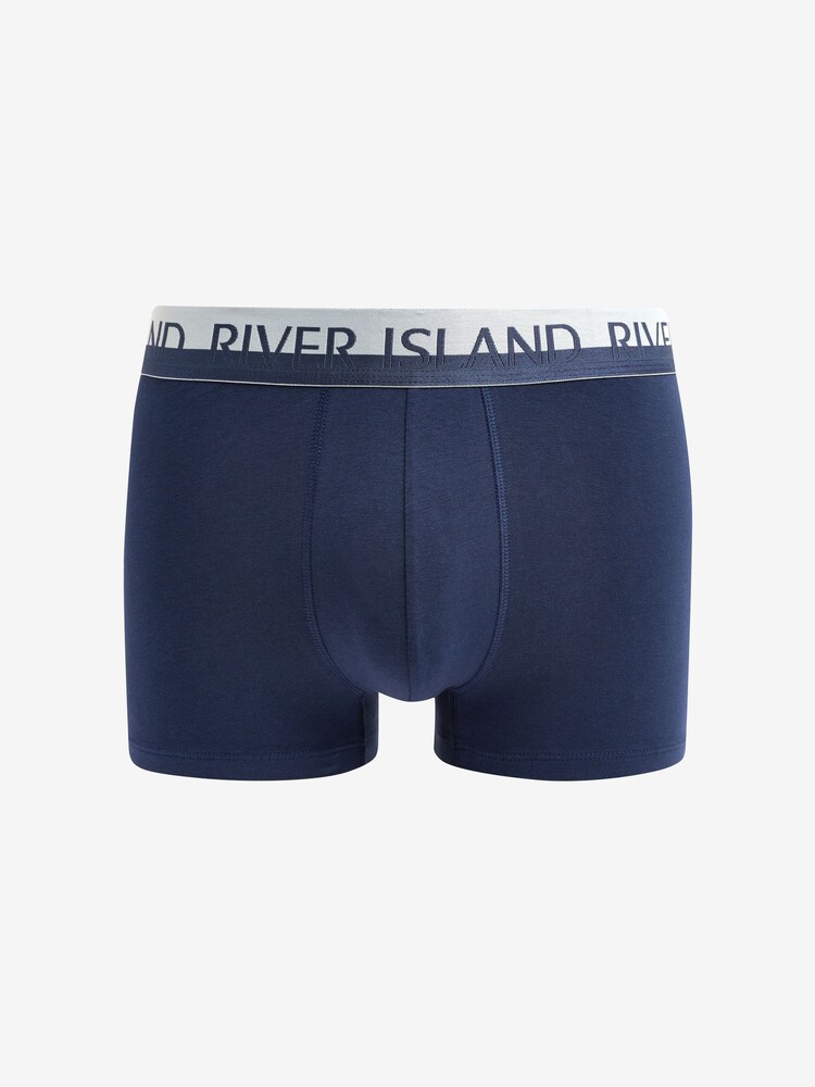 River Island Blue White Split 100% Cotton Trunks 4 Pack - Image 4 of 7