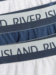 River Island Blue White Split 100% Cotton Trunks 4 Pack - Image 5 of 7