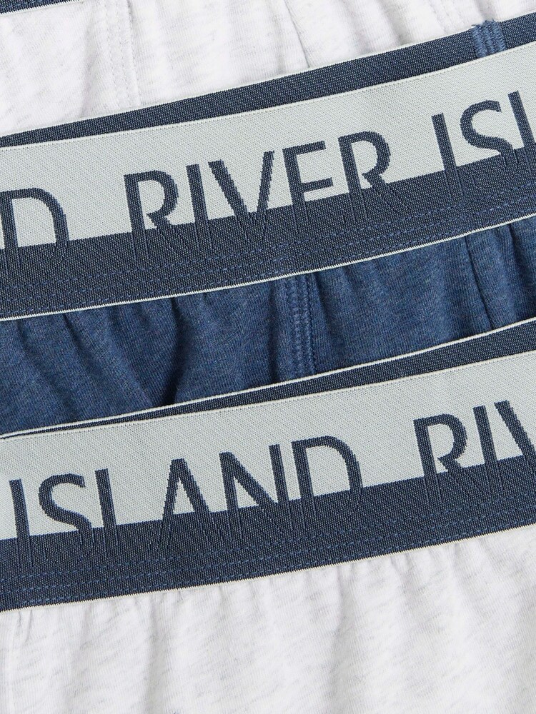 River Island Blue White Split 100% Cotton Trunks 4 Pack - Image 5 of 7