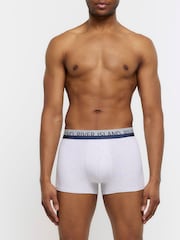 River Island Blue White Split 100% Cotton Trunks 4 Pack - Image 6 of 7