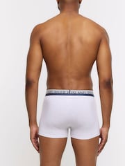 River Island Blue White Split 100% Cotton Trunks 4 Pack - Image 7 of 7