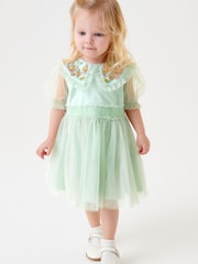 Mint Green Embellished Mesh Collar Dress (3mths-8yrs) - Image 1 of 7