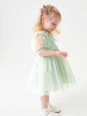 Mint Green Embellished Mesh Collar Dress (3mths-8yrs) - Image 3 of 7