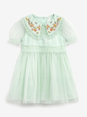 Mint Green Embellished Mesh Collar Dress (3mths-8yrs) - Image 5 of 7