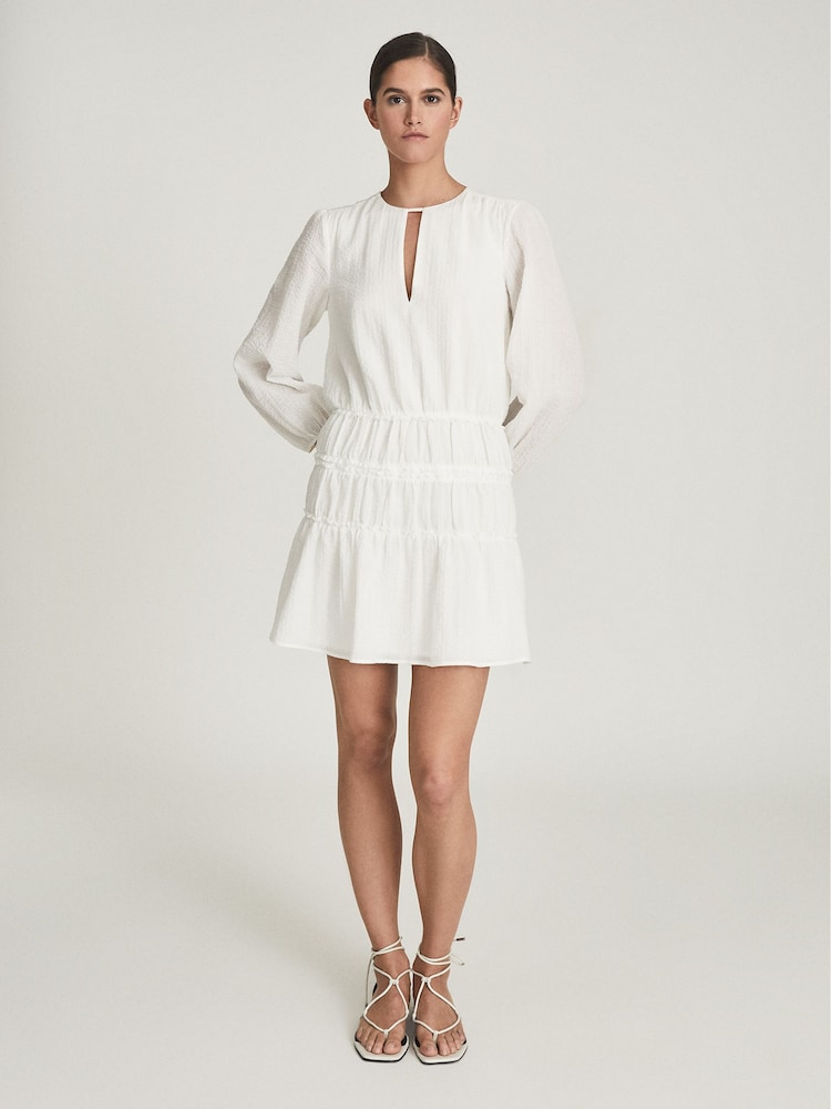 Reiss White Cia Long Sleeved Smock Dress - Image 1 of 7