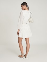Reiss White Cia Long Sleeved Smock Dress - Image 6 of 7