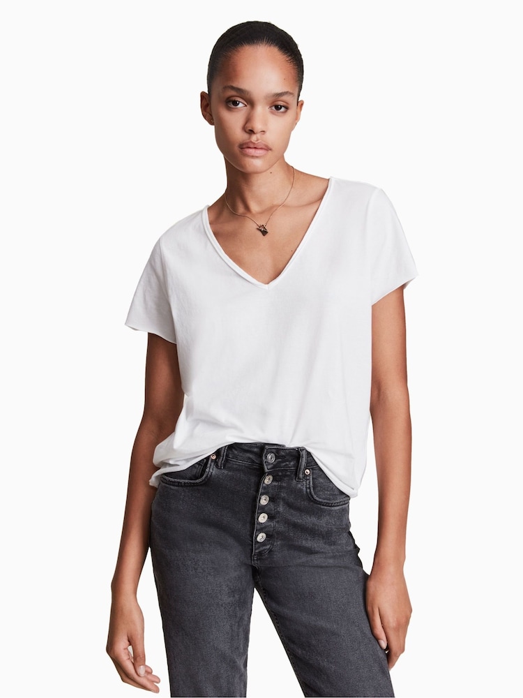 AllSaints White Emelyn Tonic 100% Cotton T-Shirt - Image 2 of 8 AllSaints White Emelyn Tonic 100% Cotton T-Shirt - Image 2 of 8