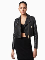AllSaints Black Elora Biker Jacket - Image 1 of 7