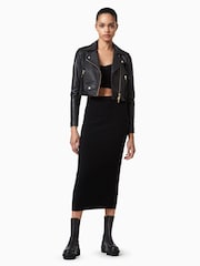 AllSaints Black Elora Biker Jacket - Image 2 of 7