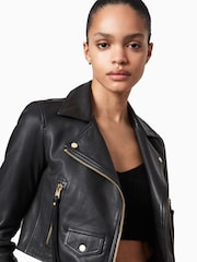AllSaints Black Elora Biker Jacket - Image 3 of 7