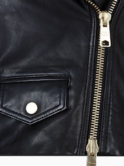 AllSaints Black Elora Biker Jacket - Image 4 of 7