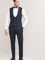 Navy Patterned Tuxedo Waistcoat - Image 3 of 8