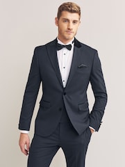 Marineblau - Gemusterter Skinny-Fit-Smoking: Sakko - Bild 1 von 8